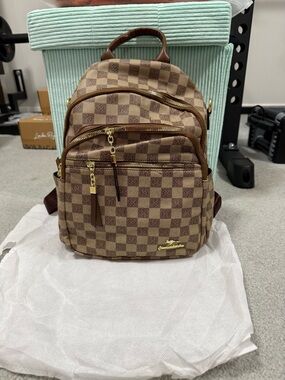 NWT Brown Checkered Women's Backpack